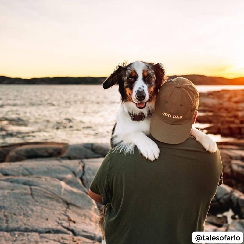 Dog dad avec sa casquette kaki et son chien 