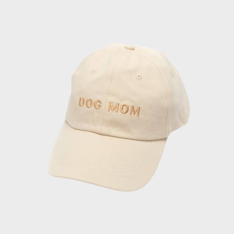 Casquette dog mom en beige broderie