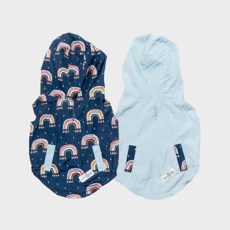 IMPERMÉABLE POUR CHIEN RÉVERSIBLE - ARC-EN-CIEL & BLEU CIEL 🌈