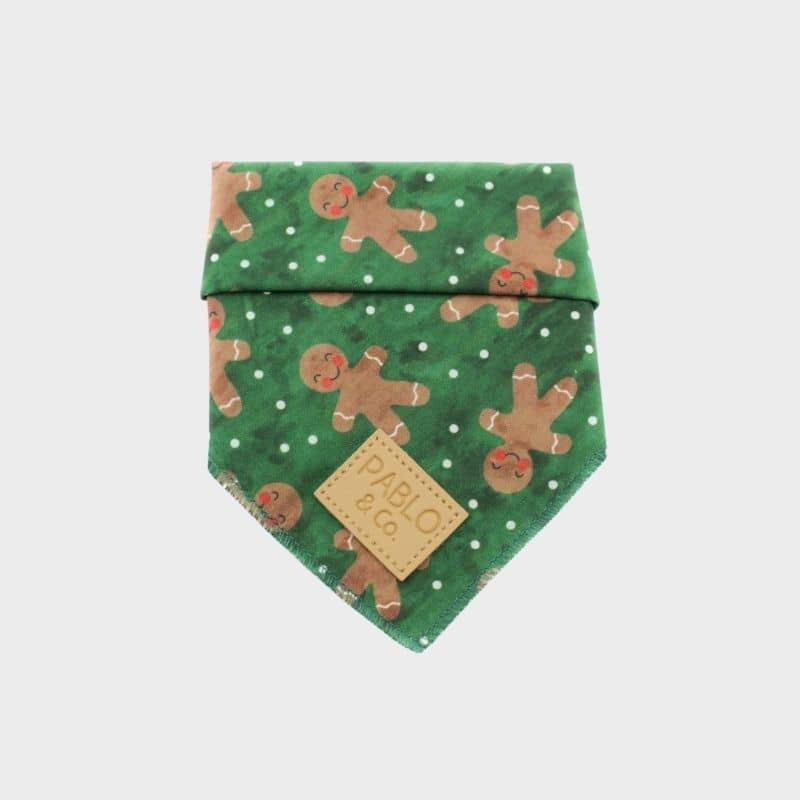 bandana pour chien “gingerbread vert” noel de la marque Pablo and Co 