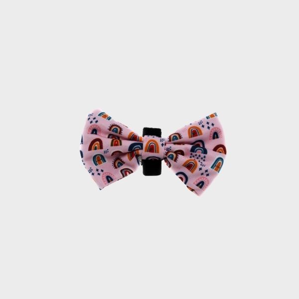 NOEUD PAPILLON POUR CHIEN - ARC-EN-CIEL ROSE