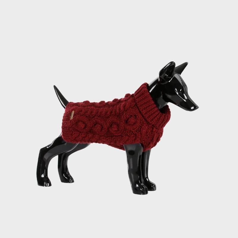 pull d'hiver en laine bien chaude pour chien bordeaux de la marque Paikka 