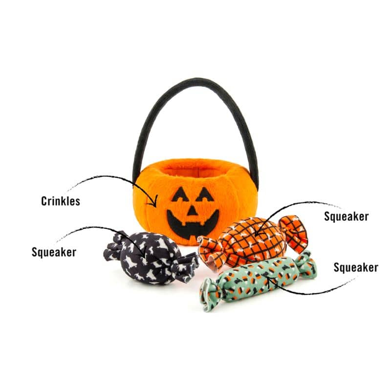 jouet peluche intéractif halloween pour chien Howl-o-ween Treat Basket PLAY en forme de panier bonbons citrouille 