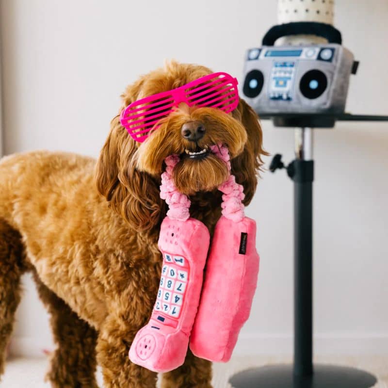 Jouet pour chien en forme de téléphone rose vintage retro