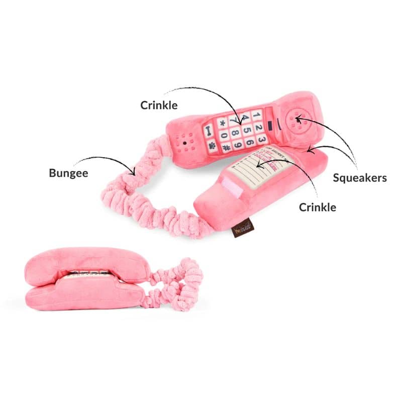 Jouet pour chien en forme de téléphone rose petplay