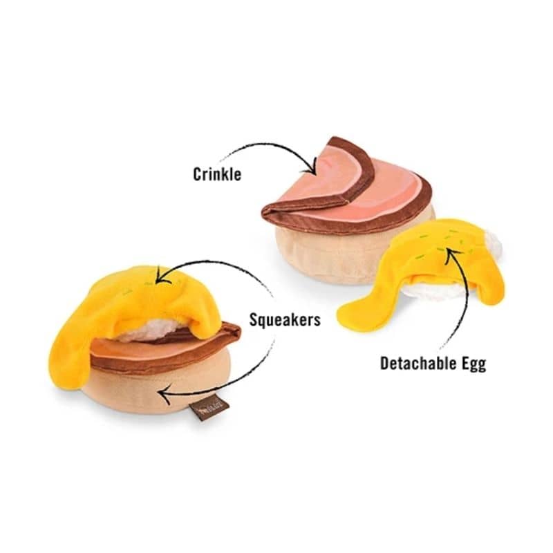 jouet pour chien Benny's Benedict en forme d'oeuf bénédicte 🍳🥓 P.L.A.Y.