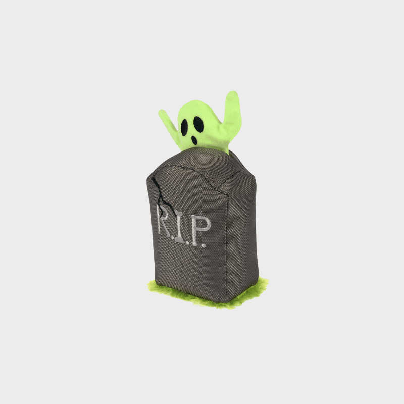 jouet pour chien Ghoulish Grave en forme de pierre tombale et fantôme