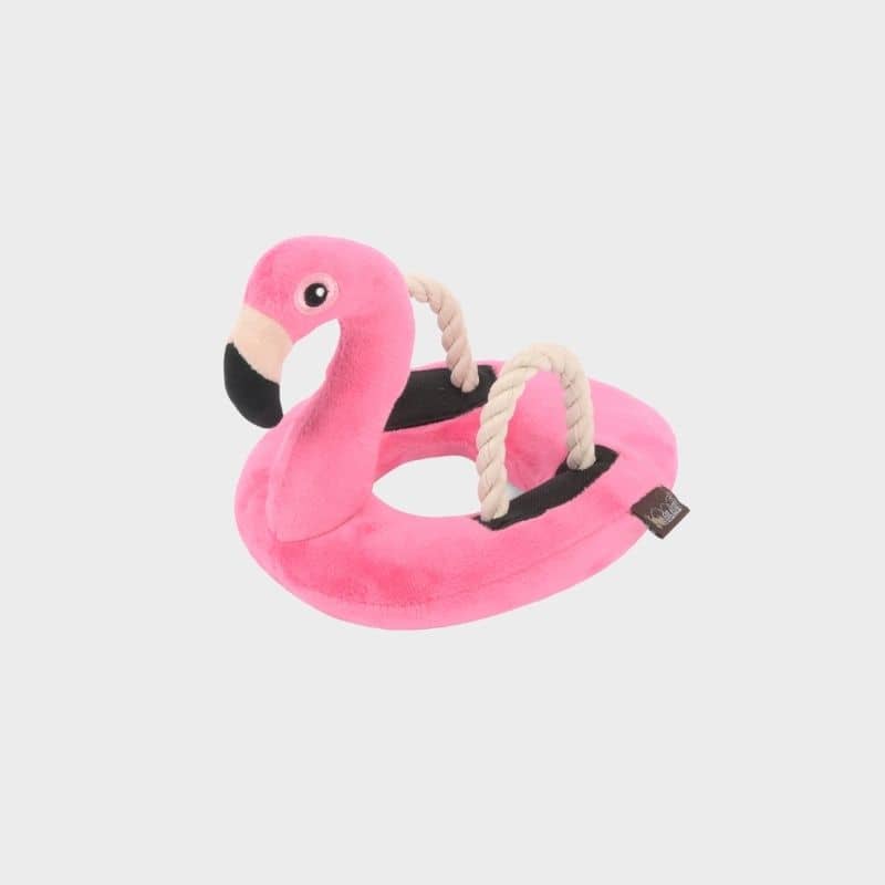 jouet pour chien en forme de bouée flamant rose