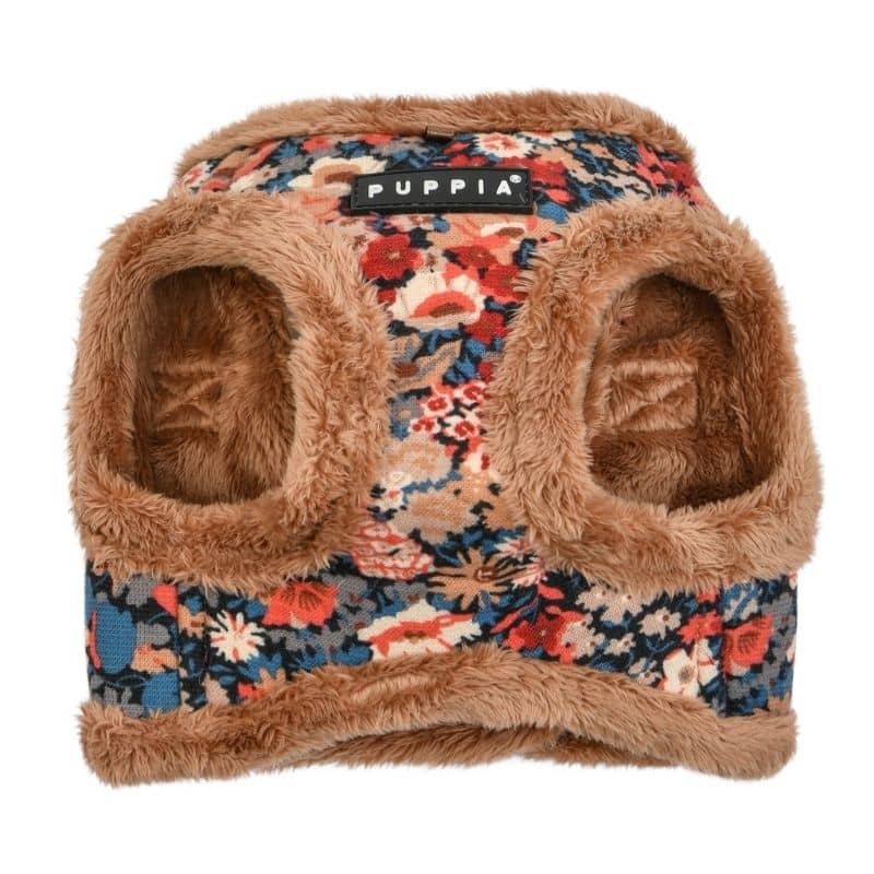 HARNAIS VESTE POUR CHIEN FOURRURE - FLEURS BEIGE AUTOMNE