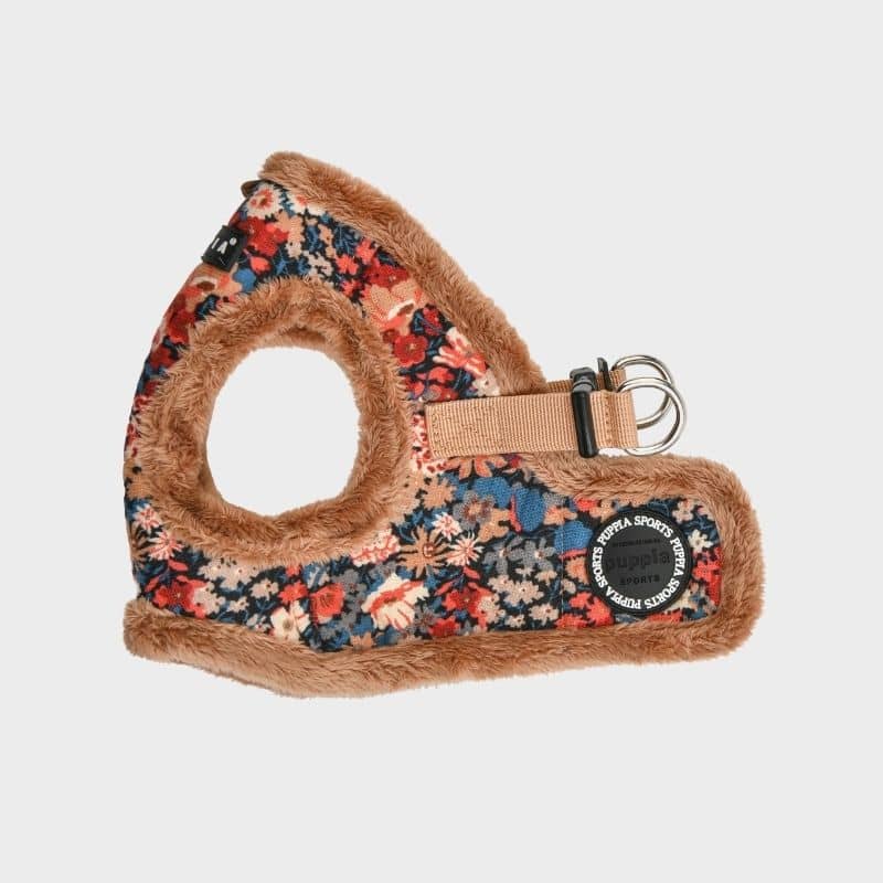 HARNAIS VESTE POUR CHIEN FOURRURE - FLEURS BEIGE