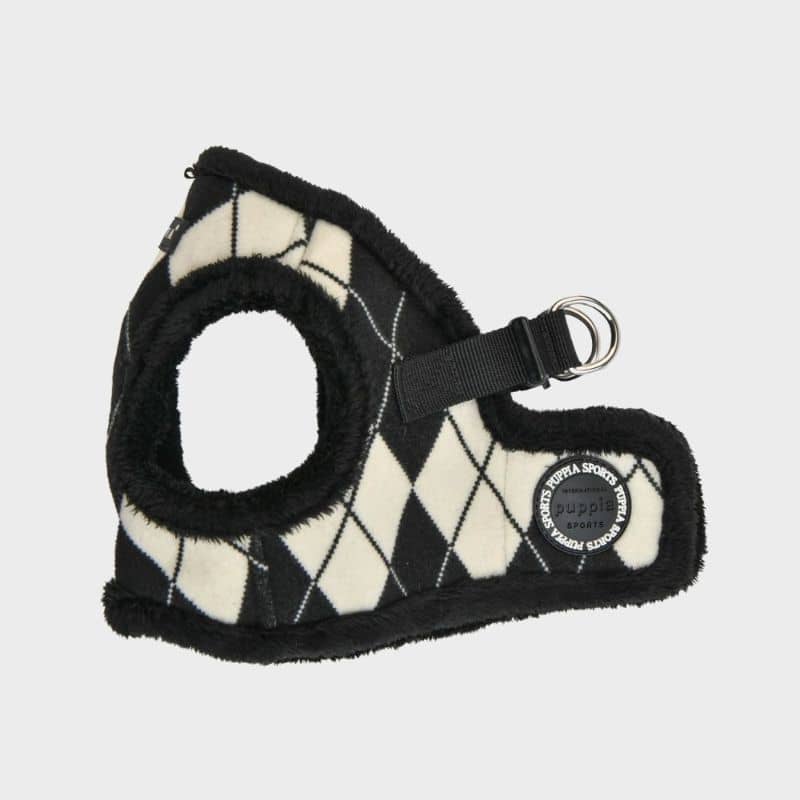 HARNAIS VESTE POUR CHIEN FOURRURE - LOSANGES NOIR & BLANC