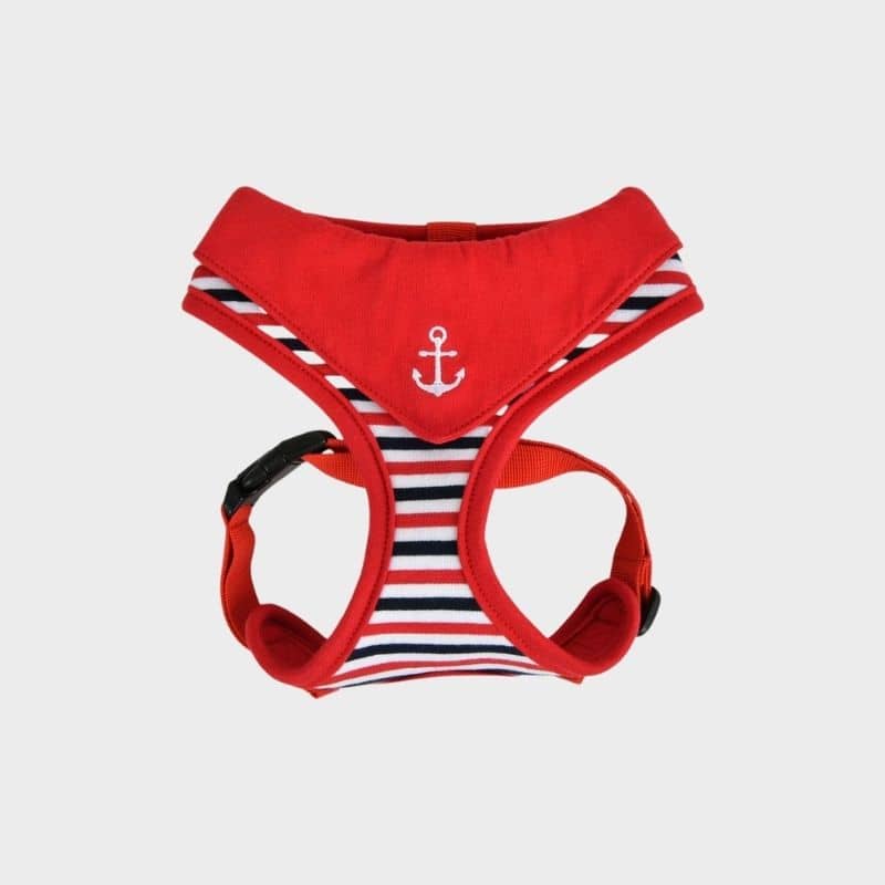 harnais pour chien ajustable (Y) motif marin rouge