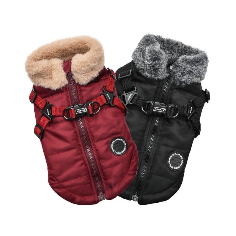 MANTEAU POUR CHIEN COL FOURRURE - NOIR DUO