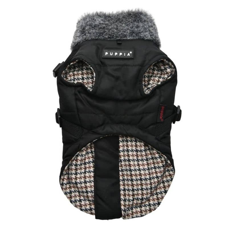 MANTEAU POUR CHIEN COL FOURRURE - NOIR INTERIEUR