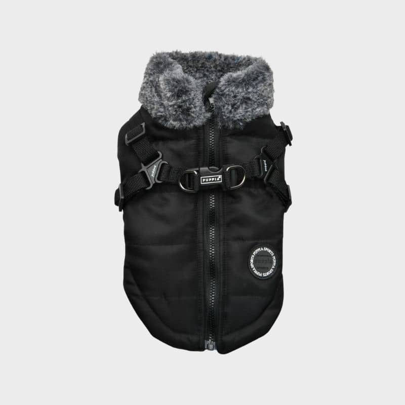 MANTEAU POUR CHIEN COL FOURRURE - NOIR
