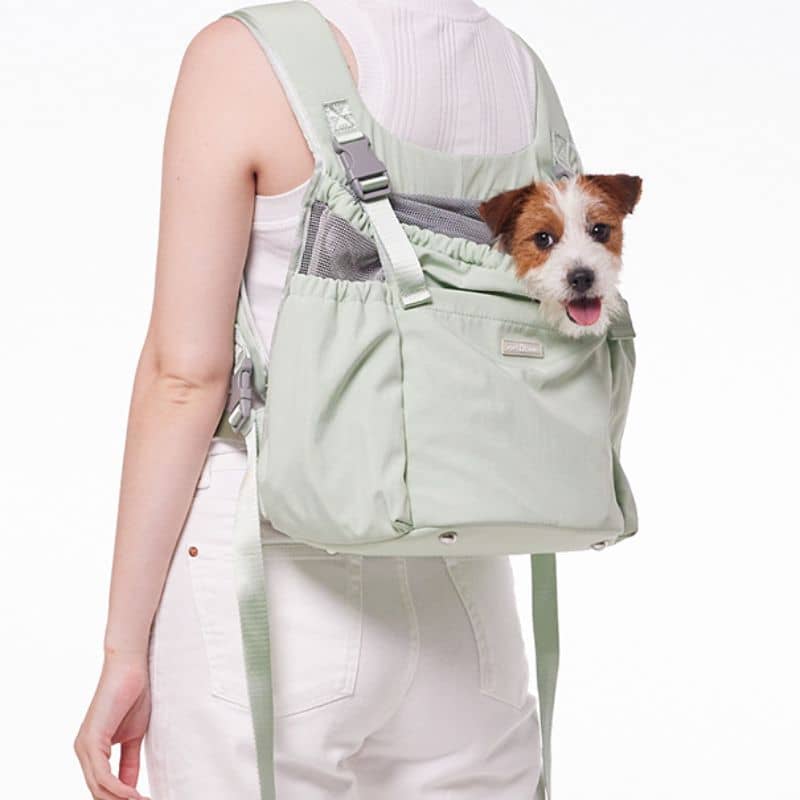 Sac à dos de transport pour chien en vert menthe de Pups and Bubs