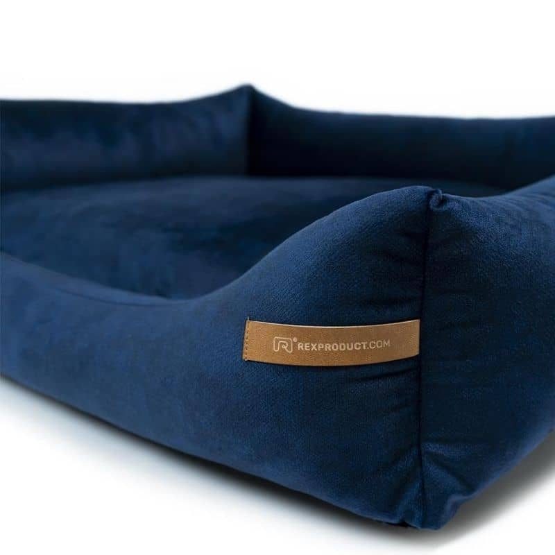 lit panier pour chien déhoussable écologique en velours bleu nuit rex products