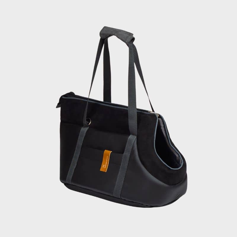 Sac de transport pour chien en cuir vegan noir