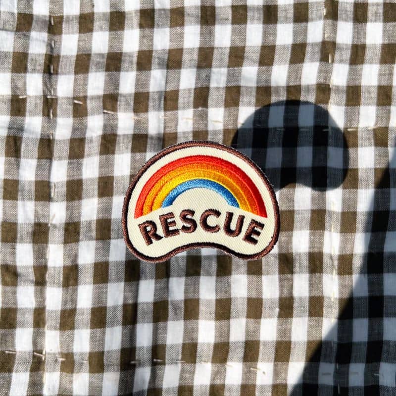 Badge à thermocoller pour chien "rescue"