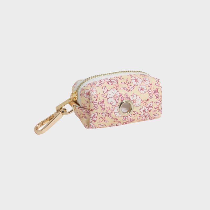 Distributeur de sacs à crotte framboise floral