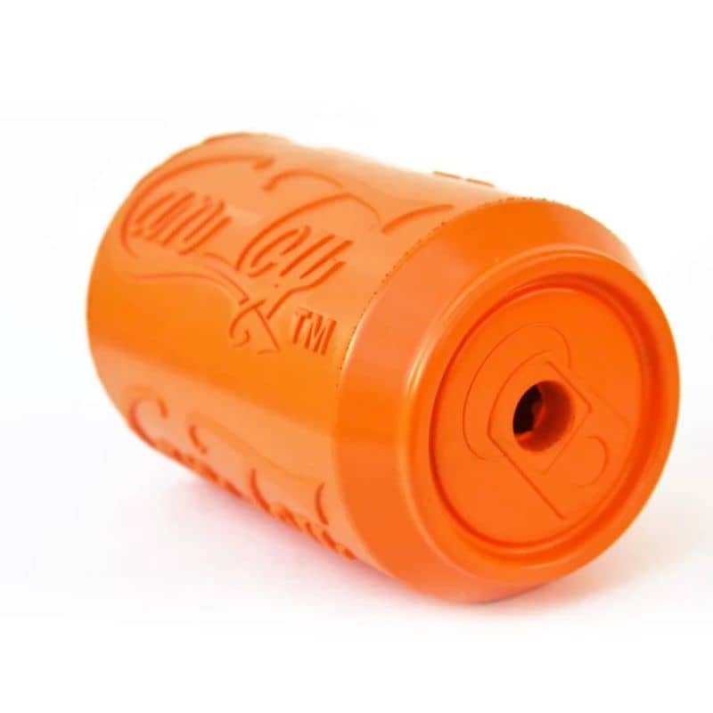 jouet d'occupation à remplir de friandises ou de pâtée pour chien en caoutchouc résistant Sodapup Can Toy orange - canette de soda