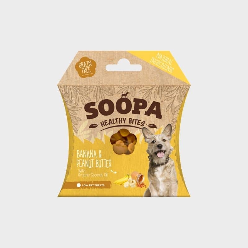 riandises d’éducation pour chien à la banane et au peanut butter de Soopa
