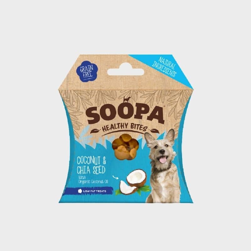 friandises d’éducation pour chien à la noix de coco et graines de chia de Soopa 