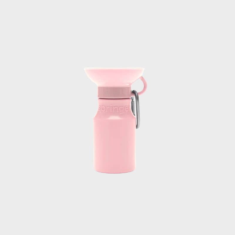 PETITE GOURDE PORTABLE POUR CHIEN AVEC RÉSERVOIR D'EAU SPRINGER - ROSE –  THE WOUF