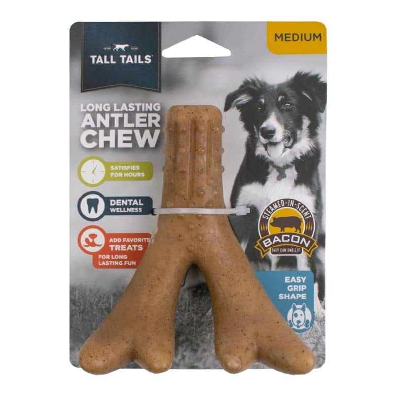 jouet résistant à macher pour chien en forme de bois de cerf parfumé au bacon Tall tails