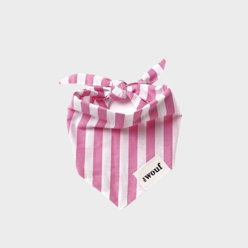 Bandana pour chien rayures rose The Wouf