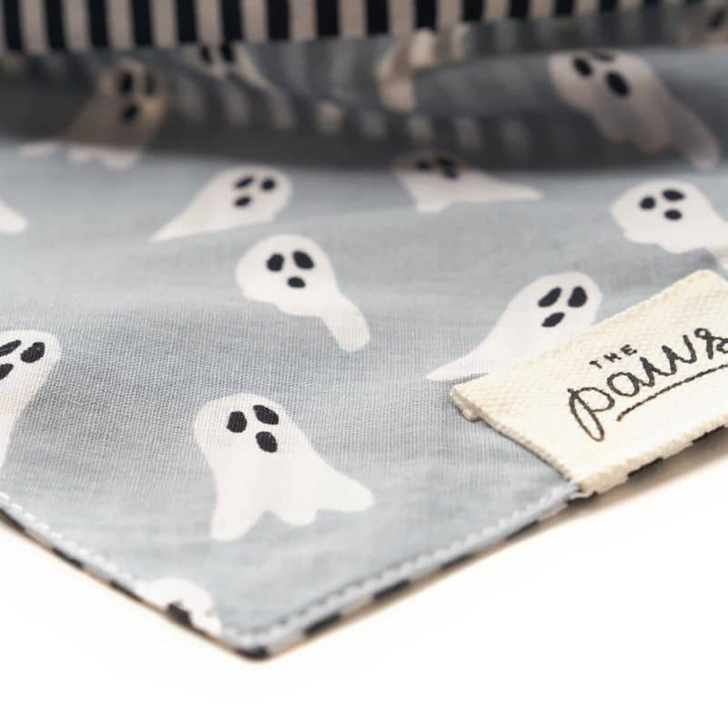 bandana pour chien 100% coton The Paws motif halloween avec fantôme et rayures 