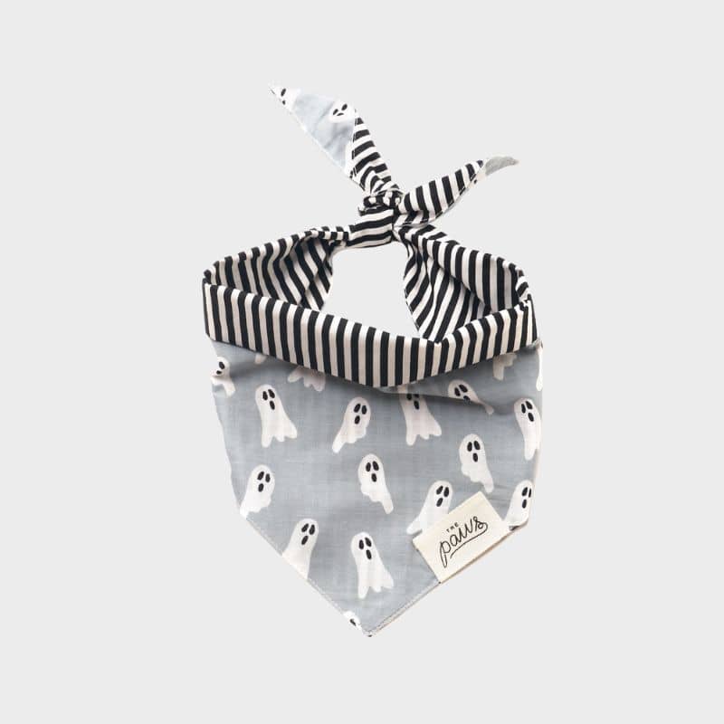 bandana pour chien 100% coton The Paws motif halloween avec fantôme et rayures 