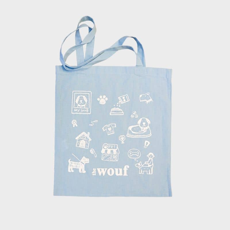 Tote bag The Wouf édition limitée WoofRun - coton biologique bleu et sérigraphié en France