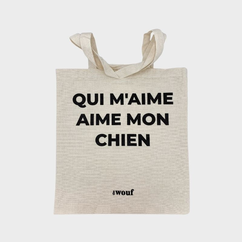 tote bag the wouf qui m'aime aime mon chien