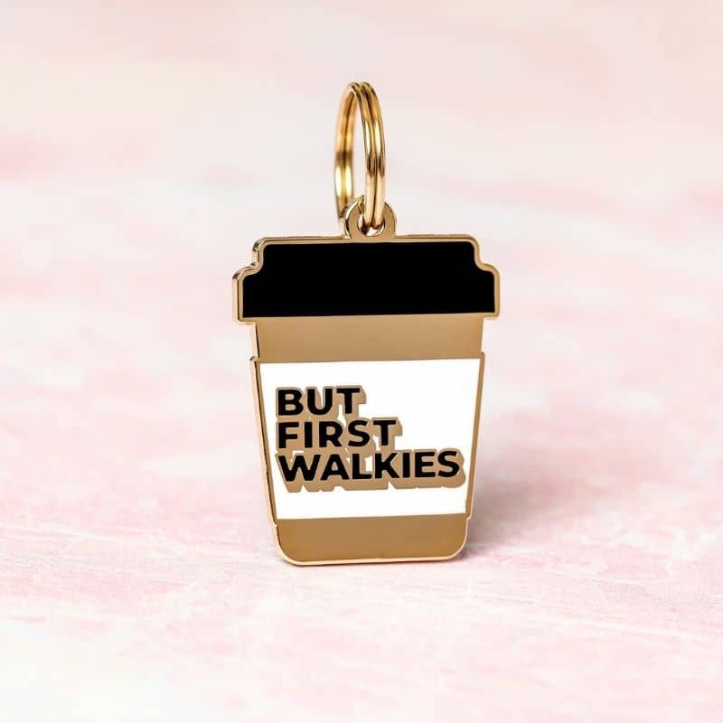 médaille pour chien "But First Walkies" tasse de café