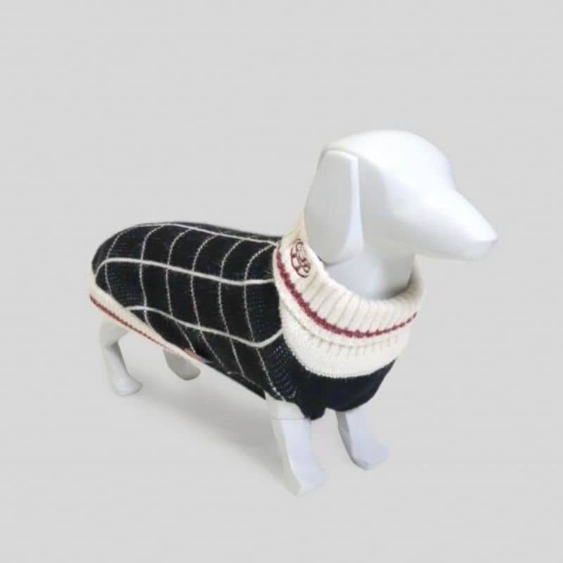 pull pour chien à motif carreaux noir chaud et confortable