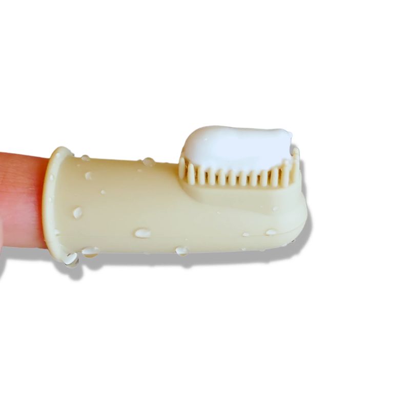 brosse à dent doigtier pour chien Wag & Bright pour un brossage doux luttant contre le tartre et pour une haleine fraiche