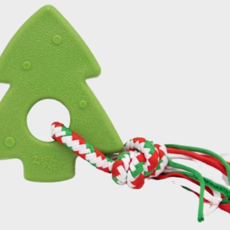 jouet résistant à mâcher pour chien en forme de sapin de Noël avec corde ZippyPaws 