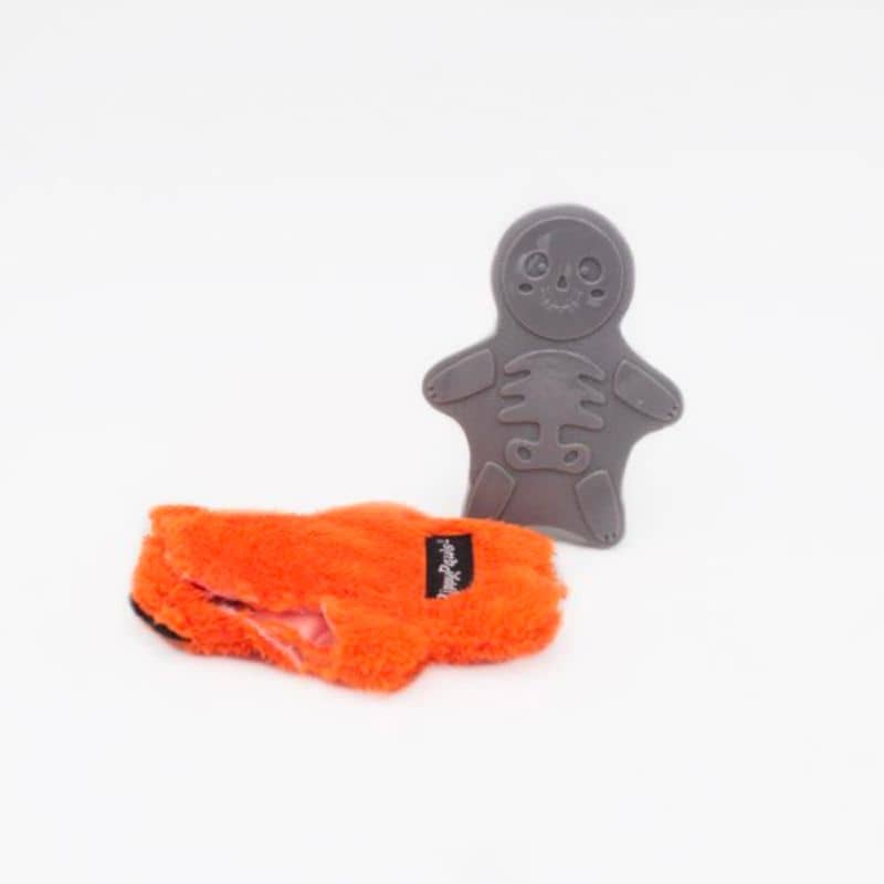 jouet halloween pour chien destructeur : en déchirant la peluche Zombie Cat Zippypaws, un "bonez" squelette est caché dessous