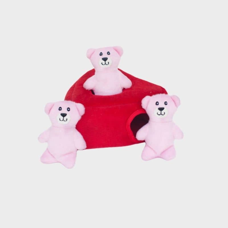 jouet d'occupation interactif pour chien Saint valentin Zippypaws peluche de flair en forme de coeur et d'oursons heart'n bears